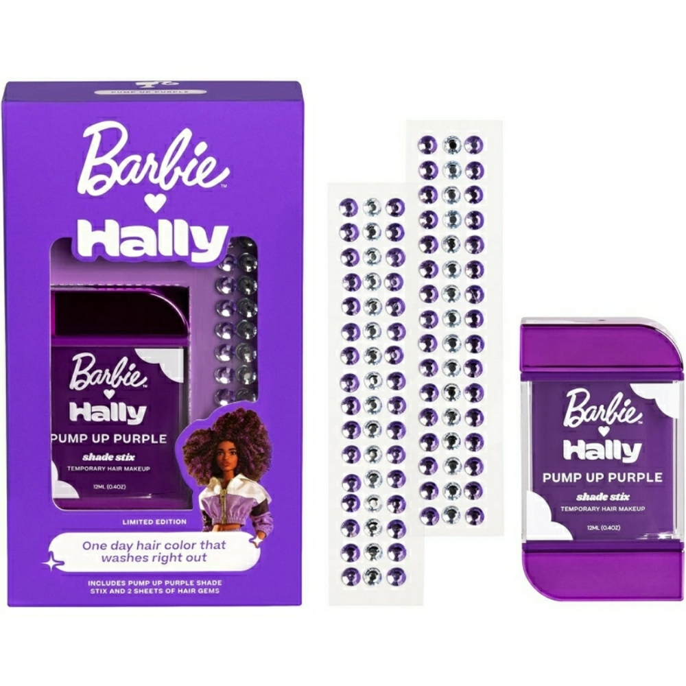 Barbie Hally Pump Up Purple Limited Edition Wash Out Hair Color & Hair Gems NEW